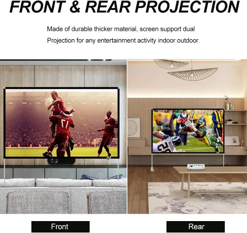 Miniatura 4 de Pantalla y soporte de proyector de 100 pulgadas, pantalla de proyector portátil 4K HD, pantalla de proyección frontal trasera con bolsa