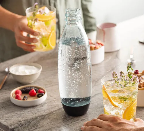 Miniatura 3 de SodaStream - Paquete doble de botellas delgadas de 1 litro aptas para lavavajillas (color negro)
