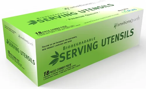 Miniatura 2 de Transitions2earth EcoPure - Utensilios biodegradables para servir económicos, 18 unidades, aptos para el medio ambiente, sin BPA, resistentes