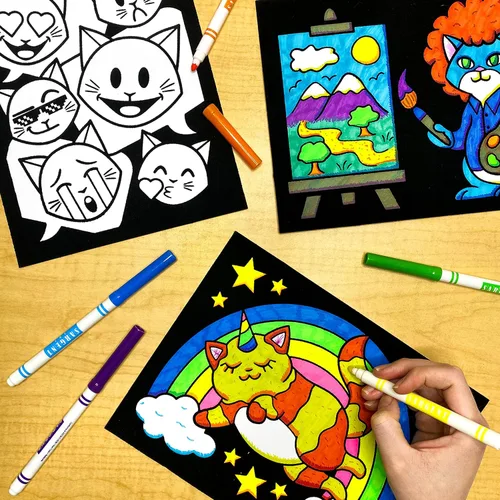 Miniatura 3 de Paquete de 18 pósteres peludos para colorear (edición Silly Kitties), artes y manualidades para niños, niños pequeños, niñas, niños y adultos, ideal