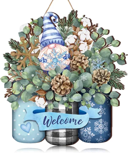 Miniatura 8 de BBTO Letrero de puerta con texto en inglés "Merry Christmas", diseño de búfalo a cuadros, árbol de Navidad, decoración de árbol de Navidad
