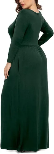 Miniatura 3 de LONGYUAN - Vestido largo de manga larga para mujer, de talla extragrande (XL-6XL), estilo casual, suave, con bolsillos