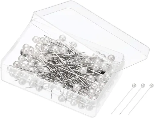 Miniatura 13 de PATIKIL Alfileres de costura perlados, 1 juego de agujas de cabeza de bola de acero inoxidable para decoración de modista, color azul