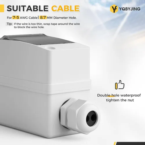Miniatura 5 de Interruptor de desconexión de panel solar CC 20 Amp AC Caja de interruptor de circuito en miniatura 500V 2 polos con caja IP65 impermeable a prueba