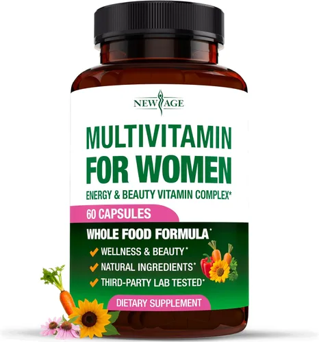 Miniatura 9 de NEW AGE Multivitamínico para mujer, complejo B, alimentos integrales, soporte para el cabello, hierro, multivitamínico todo en 1 para mujer