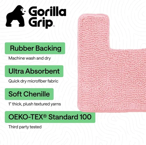Miniatura 417 de Gorilla Grip - Tapete de baño de felpilla gruesa, suave y absorbente, secado rápido, de microfibra, con reverso de caucho, para piso de ducha, Nube