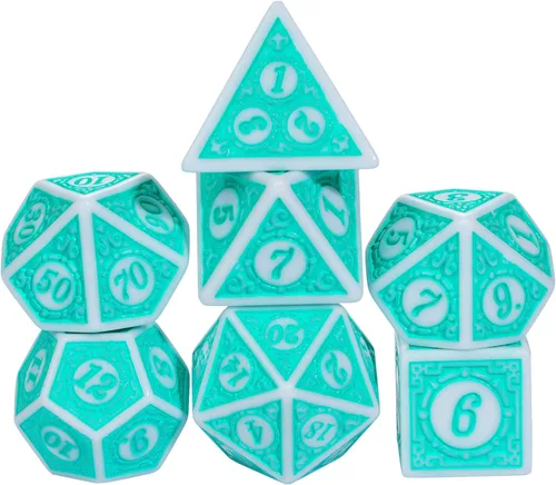 Miniatura 10 de 5 juegos de dados DND, juego de dados poliédricos (35 piezas) con bolsa de troquel de cuero, juego de troqueles D&D para juegos de mesa RPG