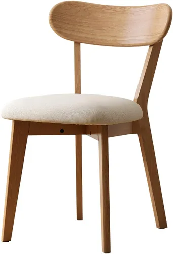 Sillas de comedor de roble macizo 100%, silla de comedor moderna de mediados de siglo con respaldo curvo, sillas de comedor tapizadas en tela para