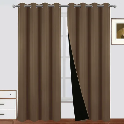 Miniatura 13 de LEMOMO Cortinas 100% opacas de 52 x 95 pulgadas, 2 paneles de oscurecimiento con aislamiento térmico para dormitorio Negro