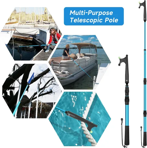 Miniatura 5 de SANLIKE Telescopic Boat Hook for Docking, Extendable Marine Docking Pole with Luminous Design, Rust-Resistant Aluminum, Non-Slip Handle, Lightweight