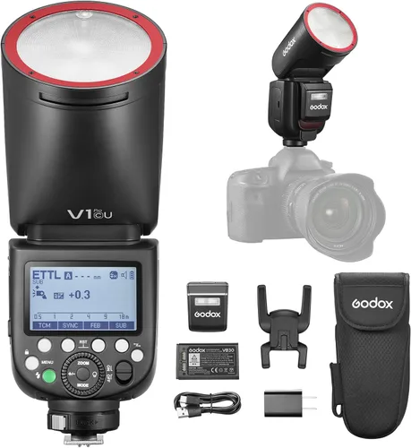 Miniatura 11 de Godox V1Pro-S TTL - Flash de cámara de cabeza redonda de iones de litio, potencia de 76 W, 100 tomas continuas de potencia completa, inalámbrica