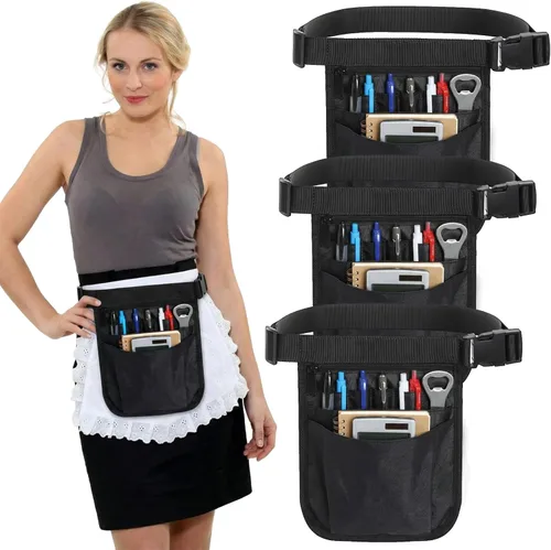 Shinylin Delantal de servidor con bolsillo para restaurante camarera accesorios bolsa de utilidad Riñonera para jardinería enfermería