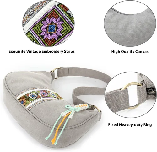 Miniatura 6 de Bolso Hobo para mujer, mini bolso de hombro de tela