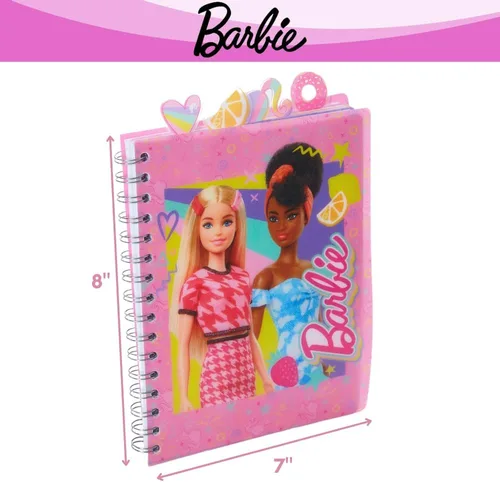 Miniatura 4 de Cuaderno de pestañas Barbie con espiral, lápiz boli, pestañas adhesivas, 96 páginas a rayas, rosa