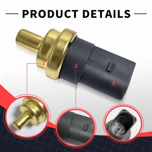 Miniatura 5 de 06A919501A Sensor de temperatura del refrigerante Sensores de interruptor del motor con 1 abrazaderas compatibles con Audi A3 A4 A6 Q7 S5 S6 TT