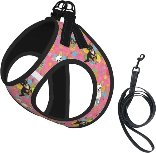 Miniatura 7 de Chaleco reflectante para mascotas pequeñas, sin tirones, pared de ladrillo abstracto, chaleco ajustable transpirable para perro con correa