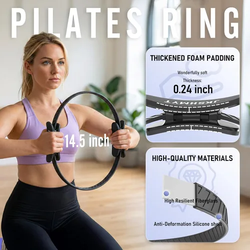 Miniatura 2 de JKSHMYT Pilates Ring Kit for Women, Pilates Equipment – 14.5" Home Magic Circle Workout with Pilates Ball,Resistance Bands,Better me Pilates