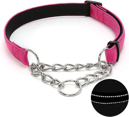 Miniatura 15 de Martingale - Collar para perro con cadena de acero inoxidable, collar reflectante de nailon acolchado suave ajustable, cadena resistente sin Púrpura