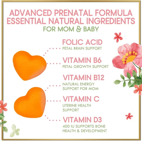 Miniatura 3 de Vitaminas prenatales para mujeres – Multivitamínico completo para el embarazo – Ácido fólico, Omega 3 DHA, colina, vitamina D – Apoyo esencial