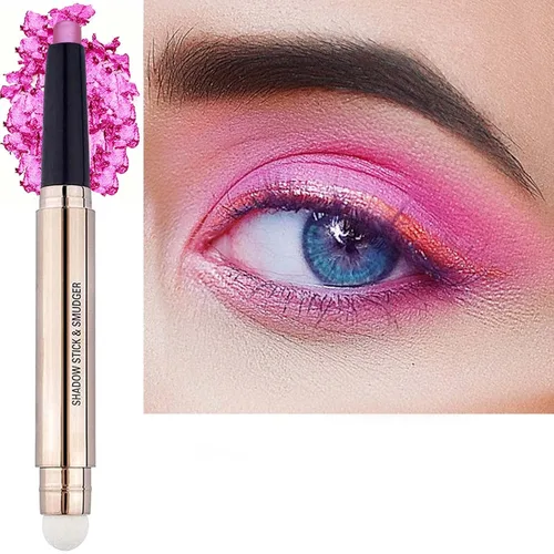 Miniatura 11 de Barra de sombra de ojos marrón y brocha de maquillaje con esponja, lápiz de sombra de ojos cremoso y brillante de larga duración, resistente al
