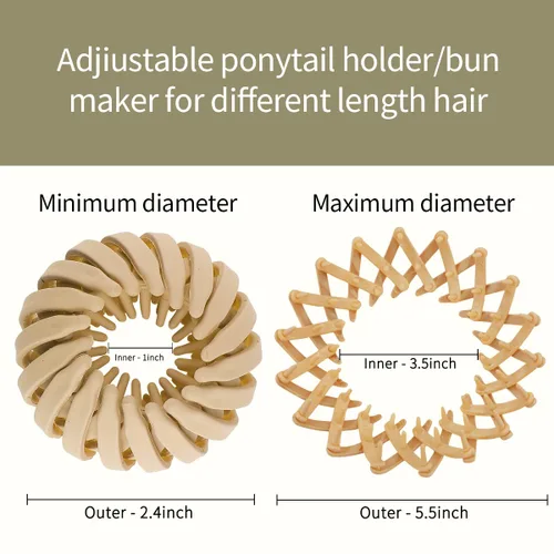 Miniatura 4 de TOBATOBA Bird Nest - Pinza mágica para el cabello, 5 unidades, plástico mate, horquilla expandible para cabello fino, soporte para cola de caballo