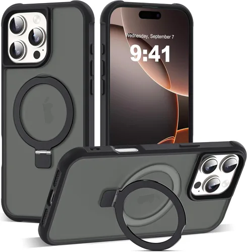 Miniatura 102 de SKYLMW – Funda compatible con iPhone 12 Pro Max y iPhone 13 Pro Max con soporte magnético invisible tipo anillo, fundas translúcidas para teléfonos