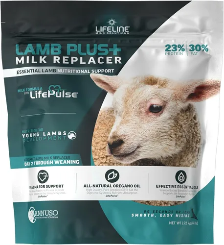ANNUSO LIFELINE Lamb Plus+ - Reemplazo de leche, bolsa de 6 libras, 23% de proteína y 30% de grasa, mejorado con LifePulse para mayor apoyo, fomenta