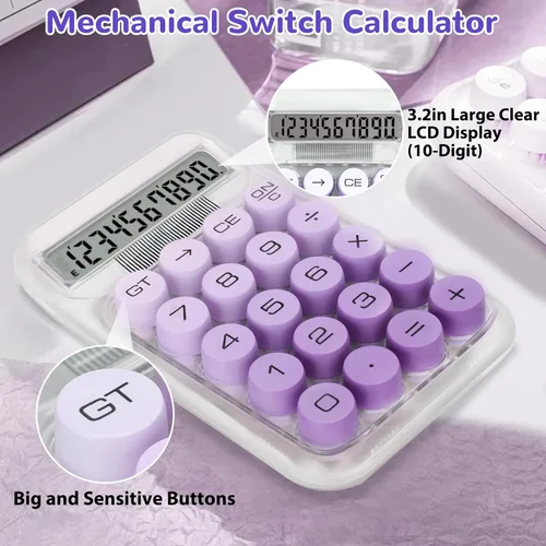Miniatura 4 de Calculadora Linda, Calculadora de Interruptor Mecánico, Calculadoras de Escritorio 10 Dígitos, Calculadoras de Escritorio con Botones Grandes