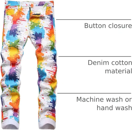 Miniatura 54 de Baylvn - Pantalones de mezclilla entallados y estampados para hombre con corte recto