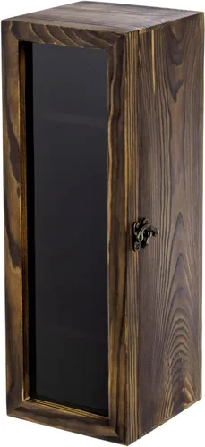 Miniatura 3 de MyGift Caja de regalo para botella de vino con ventana acrílica negra translúcida, exhibición decorativa para vino, estuche de almacenamiento