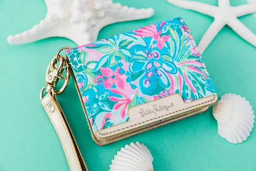 Miniatura 4 de Lilly Pulitzer Funda para tarjeta de identificación a presión, bonita cartera con llavero, soporte delgado para tarjetas de crédito con correa