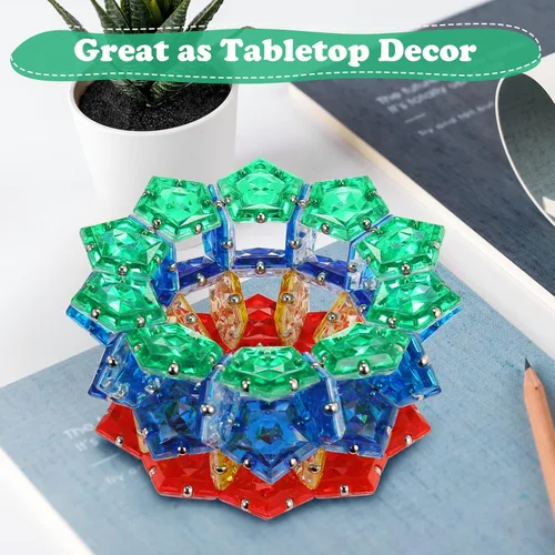 Miniatura 5 de Esfera antiestrés magnética - Bolas magnéticas de pentágonos - Juego de 12 piezas - Verde cristal - Juguete de imanes antiestrés - Creatividad más