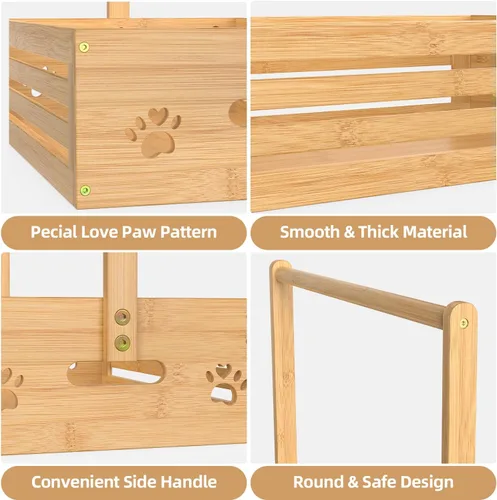 Miniatura 2 de BAMBOOHOMIE Perchero para Ropa de Bebé para Niños Pequeños, Perchero para Ropa de Mascotas con Caja de Almacenamiento y Barra Colgante Ajustable