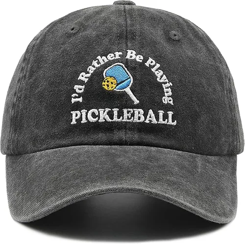 Sombrero de pickleball, regalo de pickleball para hombres y mujeres, gorra de béisbol bordada ajustable con la frase "I'd Rather Be Playing"