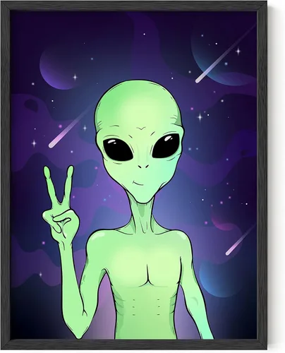 HAUS AND HUES Póster de alienígena Trippy, decoración de pared trippy, impresión artística alienígena, póster psicodélico para estética de Retrato