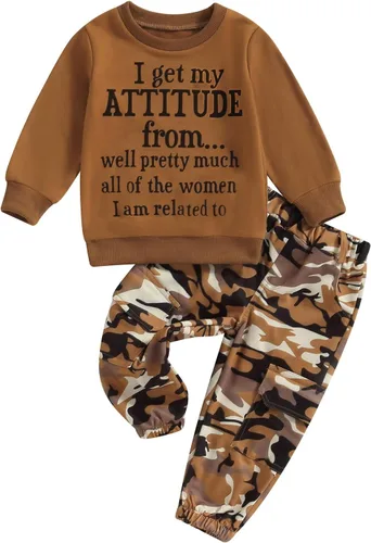 Miniatura 34 de Mandizy Conjunto de ropa de otoño para bebé niña pequeña, sudadera de manga larga con estampado de letras bendecidas, pantalones de camuflaje