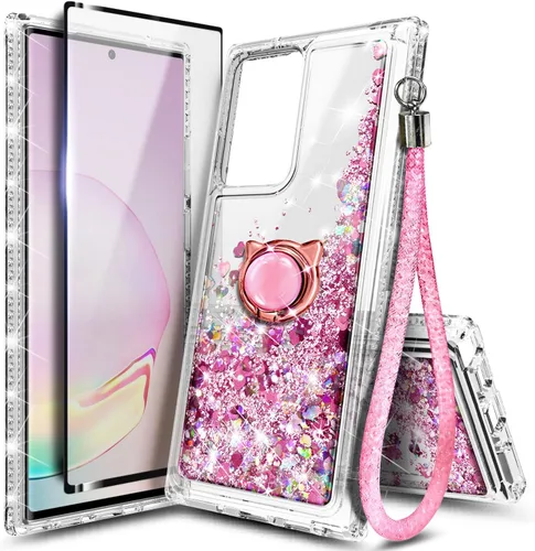 Miniatura 44 de NGB Diseñada para funda Samsung Galaxy Note 10+ (Plus), Rosa/Aguamarina Funda con Purpurina Líquida Brillante Linda para Mujeres Niñas Niños