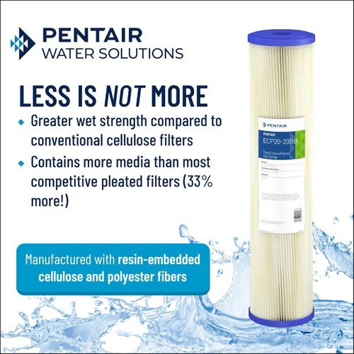 Miniatura 2 de Pentair Pentek ECP5-20BB - Filtro de agua de sedimentos azules grandes, 20 pulgadas, cartucho de poliéster de celulosa plisado para toda la casa, 20