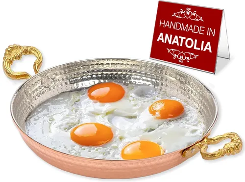 Miniatura 10 de Hakan Sartén de cobre para cocinar Sartén grande hecha a mano Sartén martillada con doble asa para tortilla Auténtica cocina de cocina e idea