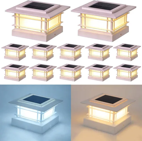 Miniatura 17 de Dynaming Luces solares de 4 x 4 para exteriores con 2 modos de color, luces solares para poste de valla, carcasa negra para postes de vinilo/madera