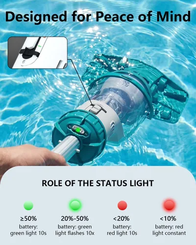 Miniatura 3 de Aspiradora de piscina inalámbrica para piscina sobre el suelo 19.5 GPM, todas las ángulos y pantalla LED, aspiradora de spa recargable de mano