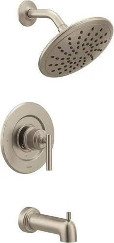 Miniatura 2 de Moen Gibson T3003EPBN T3003EPBN - Moderna moldura para bañera y ducha con ducha de lluvia de 8 pulgadas, requiere válvula, níquel cepillado