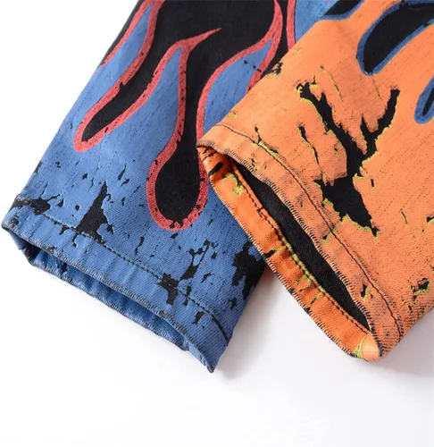Miniatura 5 de Parches estampados para hombre diseño de retazos de moda ajustados desgastados con agujeros de mezclilla cantantes bailarines