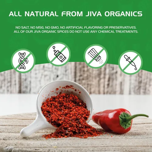 Miniatura 8 de Jiva Organic Chili Flakes Bolsa de 7 onzas – Pimiento rojo triturado de calor medio, 100% natural y sin OMG