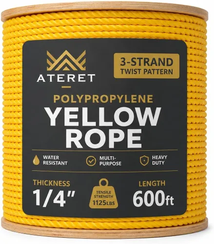 Miniatura 13 de ATERET Cuerda de Polipropileno Trenzada de 3 Hebras Color Tostado Monofilamento I 1-1/2" x 20 Pies I 19,350 lbs. Resistencia a la Tracción I Cordón