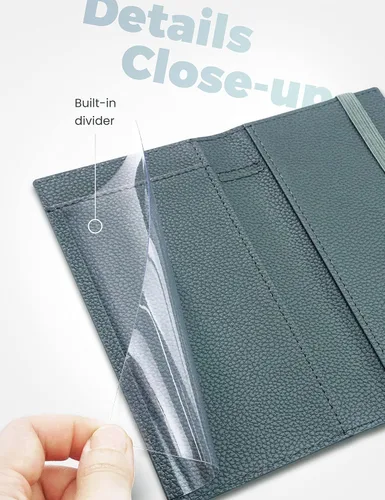 Miniatura 133 de Yarnic Funda para chequera personal, soporte para chequera con soporte para bolígrafo y divisor de plástico transparente integrado para cheques Rosa
