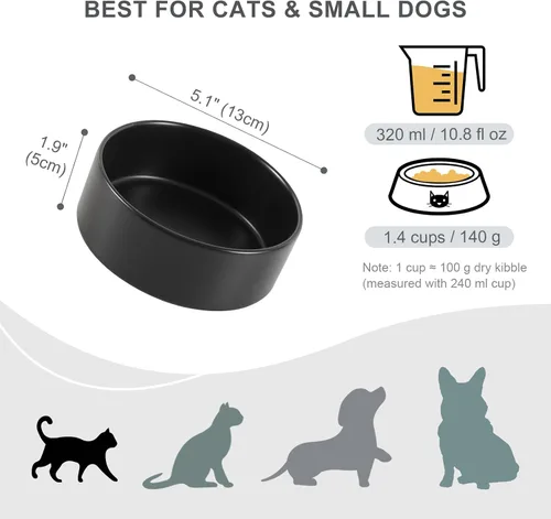 Miniatura 2 de Cuenco de cerámica para perros para comida y agua, cuenco comedero para mascotas para perros y gatos pequeños, plato de alimentación de cerámica