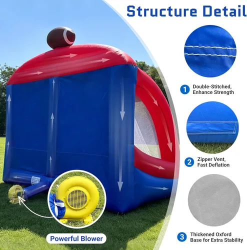 Miniatura 4 de OZIS Juegos inflables de carnaval con 4 bolas, objetivo de lanzamiento de fútbol con potente soplador, fácil configuración para comerciales
