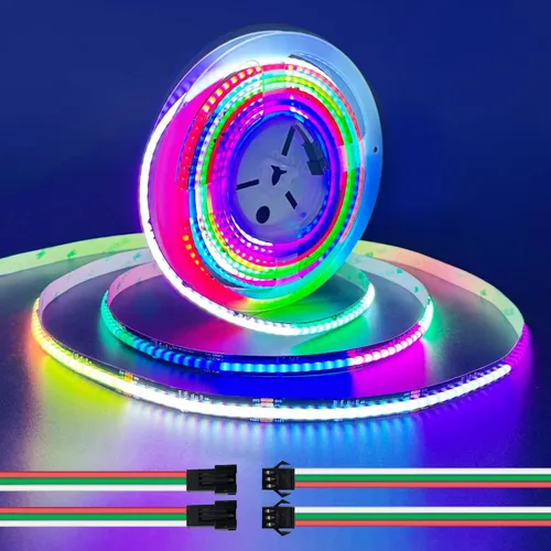 Miniatura 8 de HAMRVL Tira de luz LED RGB COB, WS2811, 12 V, programable, flexible, de alta densidad, uniforme de persecución de color, luces LED 576LED/m, 16.4