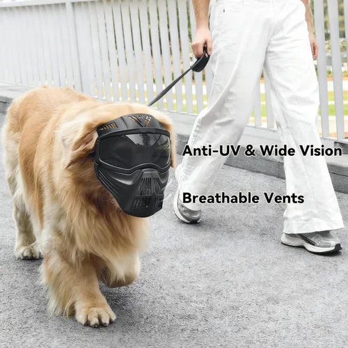 Miniatura 3 de Gafas de sol para perros de razas grandes, antirayos UV para protección facial completa, máscara para mascotas con agujeros transpirables